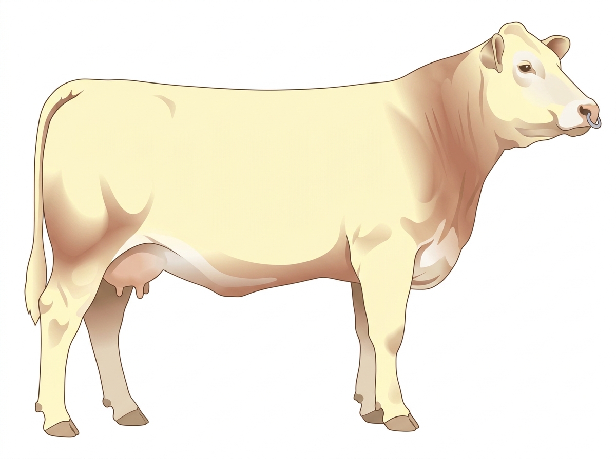 Cream with a pale muzzle ring and lighter underline 1/2 Charolais 1/2 Limousin Cow