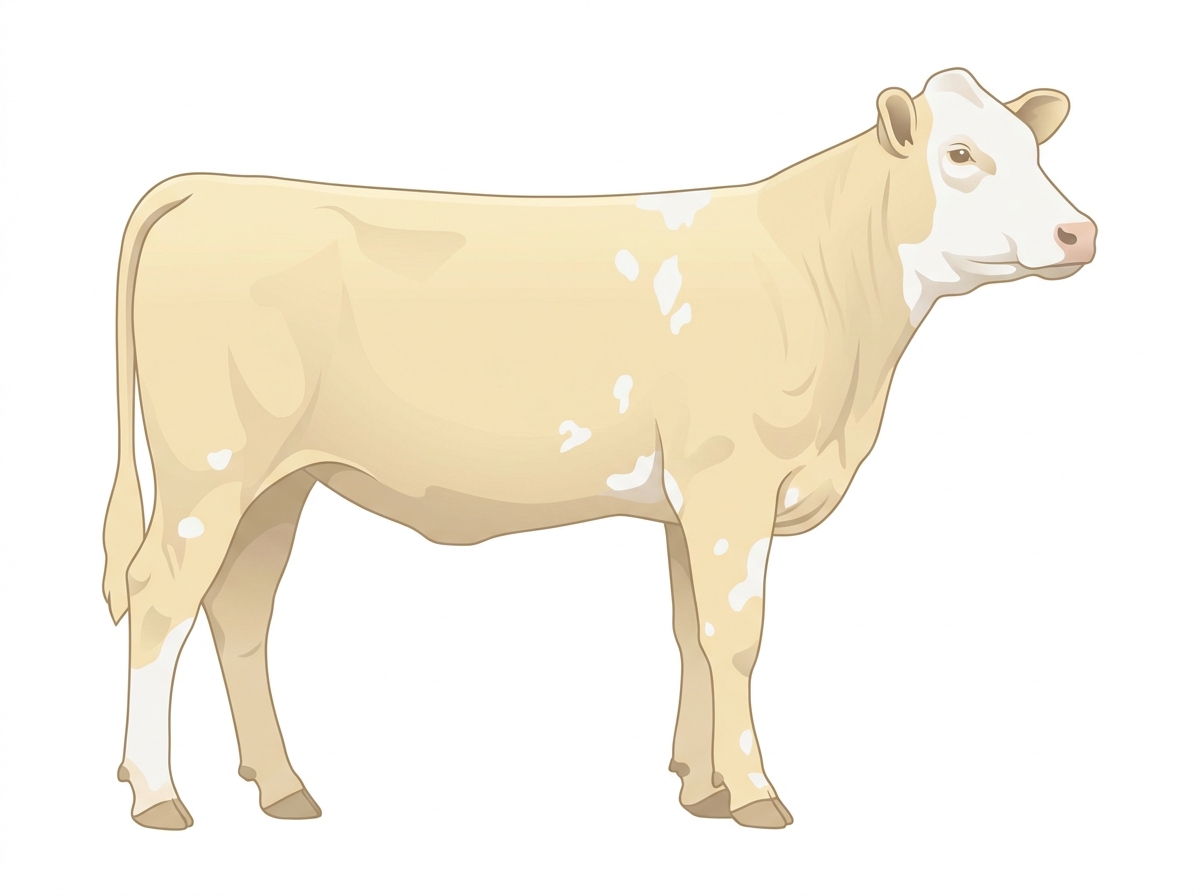 Cream with a partial white face and a few white spots 1/2 Charolais 1/2 Simmental Heifer