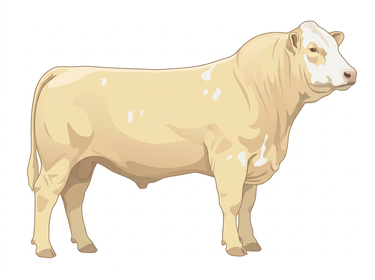 Cream with a white face and a few white spots 1/2 Charolais 1/2 Simmental Bull