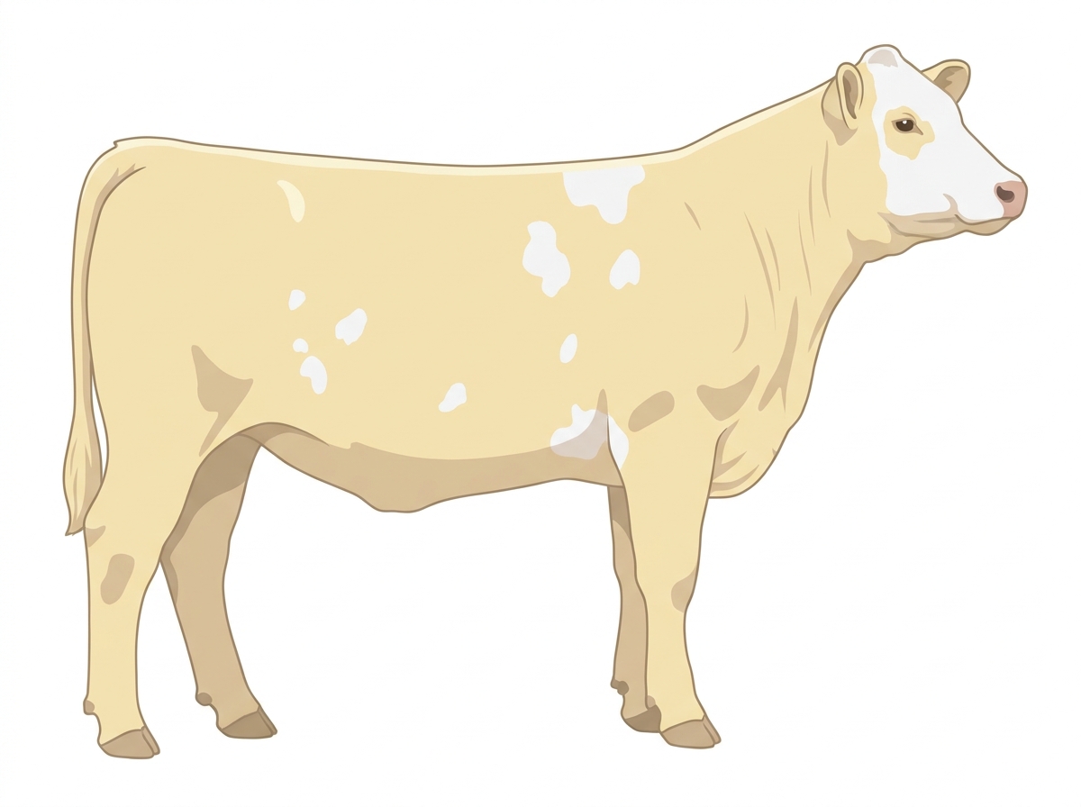Cream with a white face and a few white spots 1/2 Charolais 1/2 Simmental Heifer
