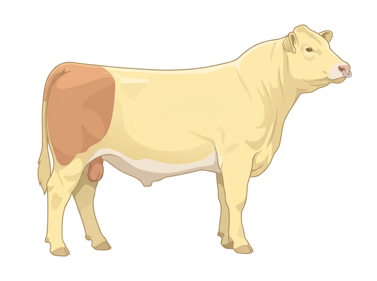 Cream with a pale muzzle ring and lighter underline 1/2 Charolais Cross Bull