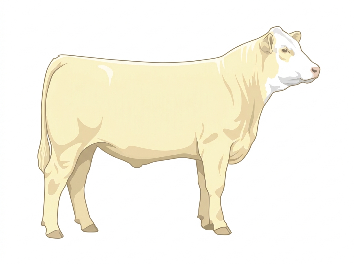 Cream with a partial white face 1/2 Charolais Cross Steer