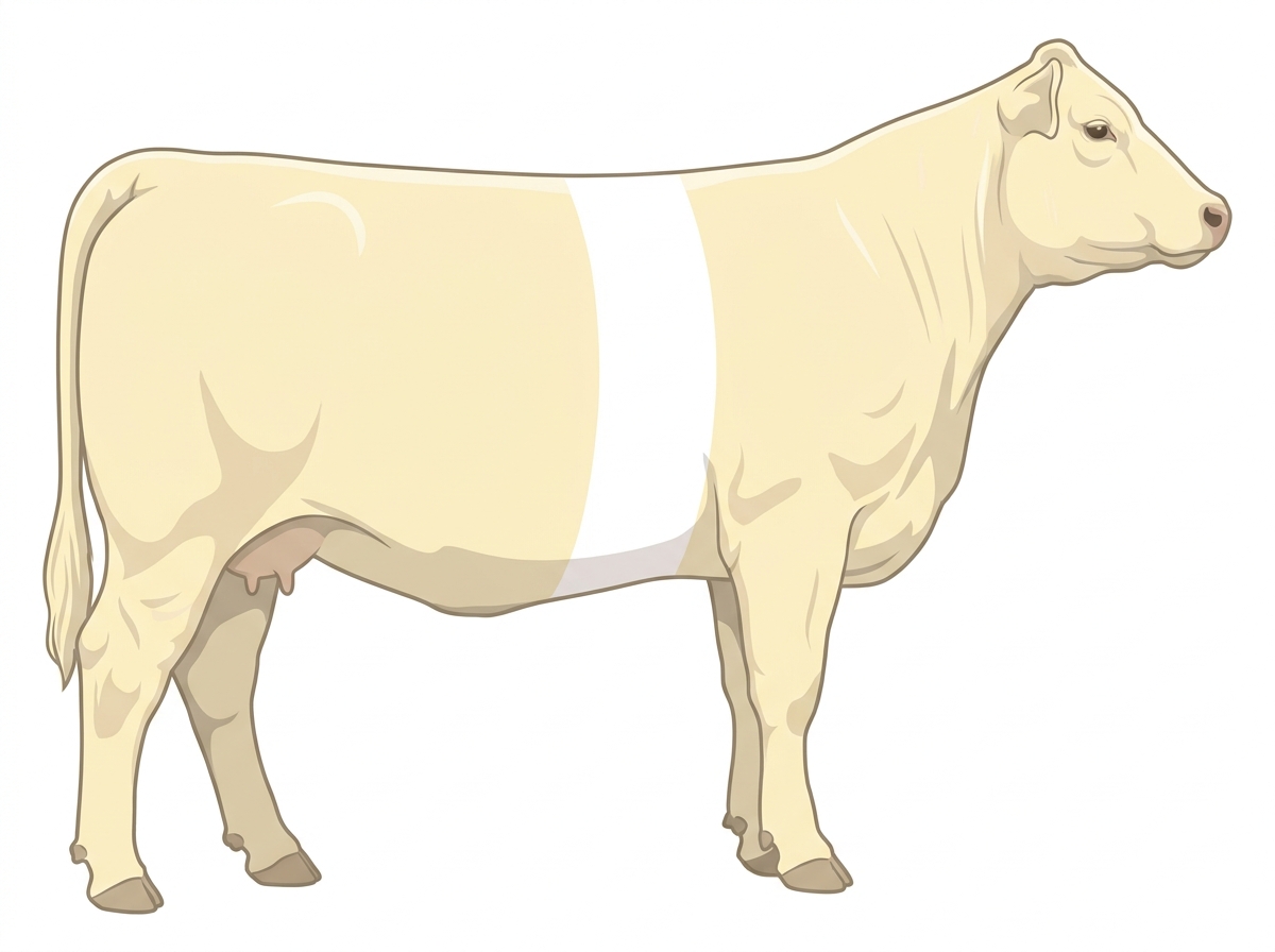 Cream with a white belt around the midsection 1/2 Charolais Cross Cow