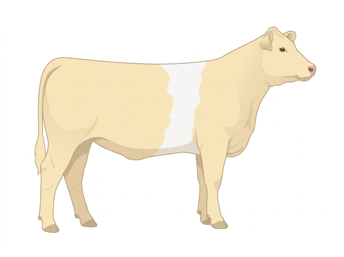 Cream with a white belt around the midsection 1/2 Charolais Cross Heifer