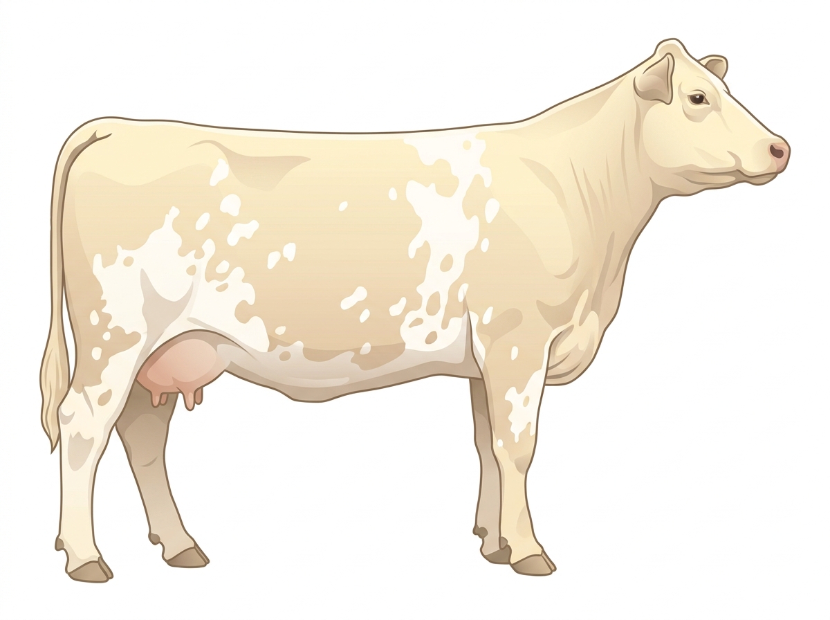 Light cream roan with a few white spots 1/2 Charolais Cross Cow