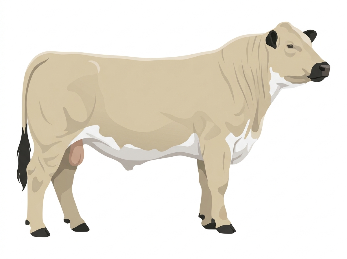Light cream roan with faint black striping and black points 1/2 Charolais Cross Bull