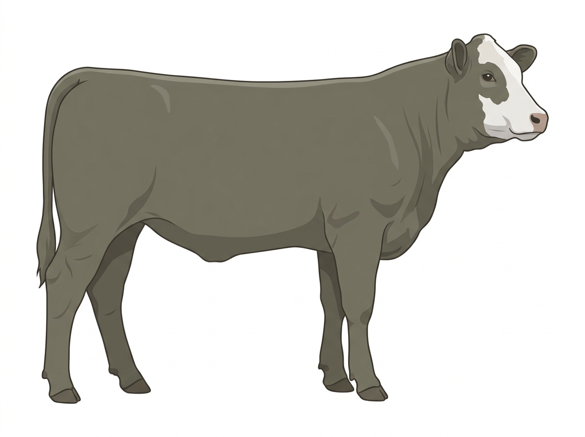 Smoky with a partial white face 1/2 Charolais Cross Heifer