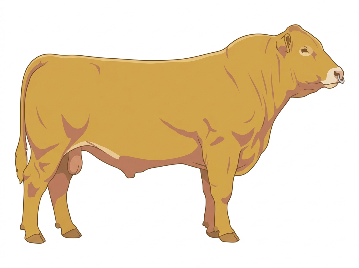 Gold with a pale muzzle ring and lighter underline 1/2 Chianina 1/2 Gelbvieh Bull