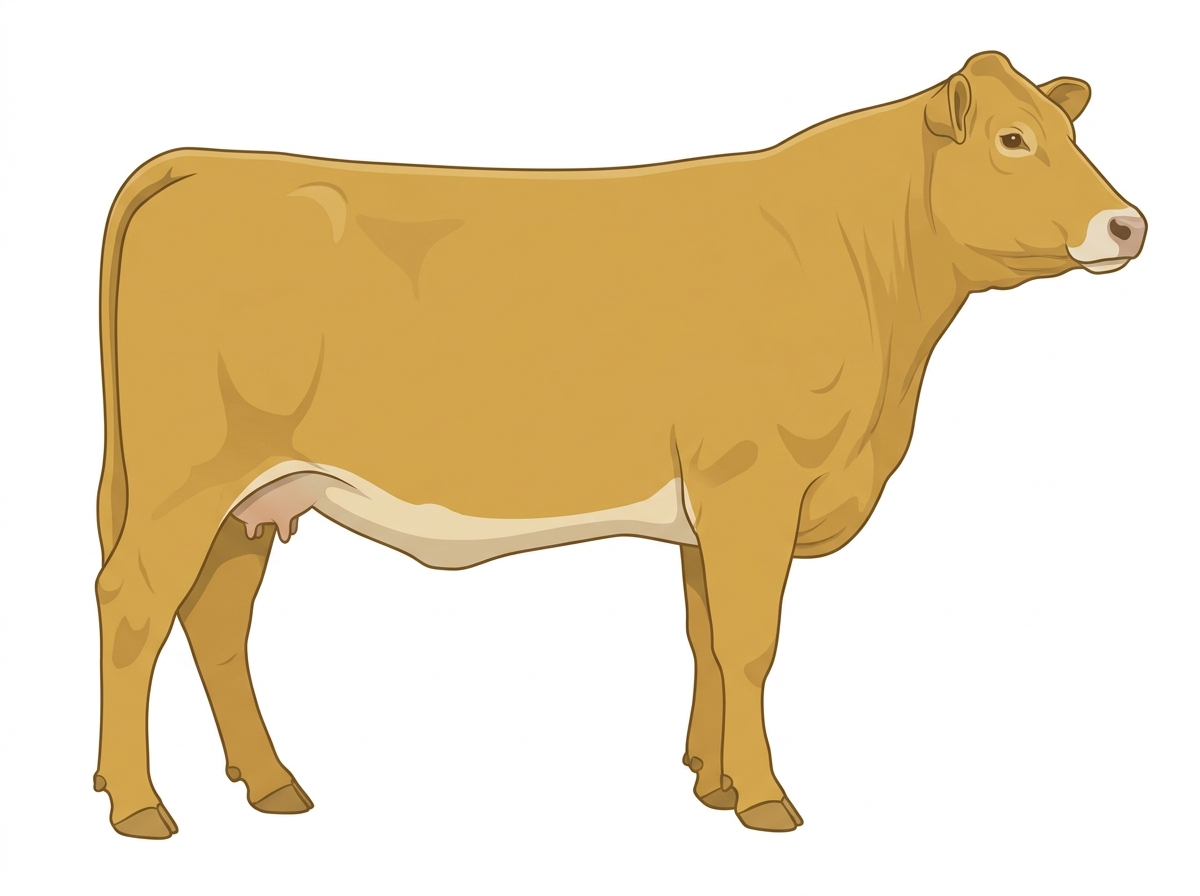Gold with a pale muzzle ring and lighter underline 1/2 Chianina 1/2 Gelbvieh Cow