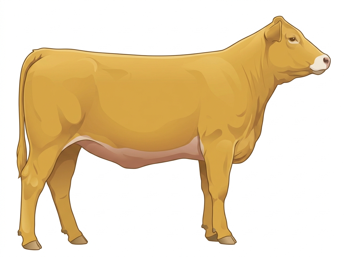 Gold with a pale muzzle ring and lighter underline 1/2 Chianina 1/2 Gelbvieh Heifer