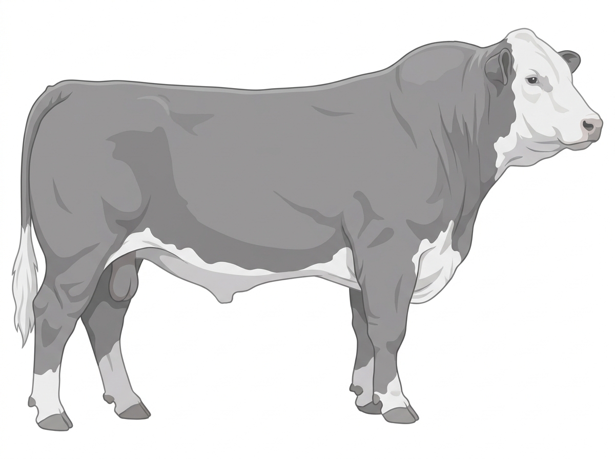 Gray with a partial white face 1/2 Chianina 1/2 Hereford Bull