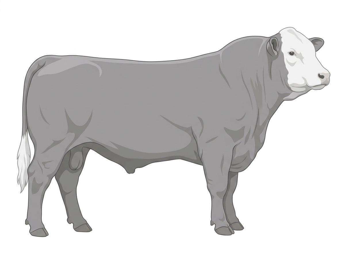 Gray with a white face 1/2 Chianina 1/2 Hereford Bull