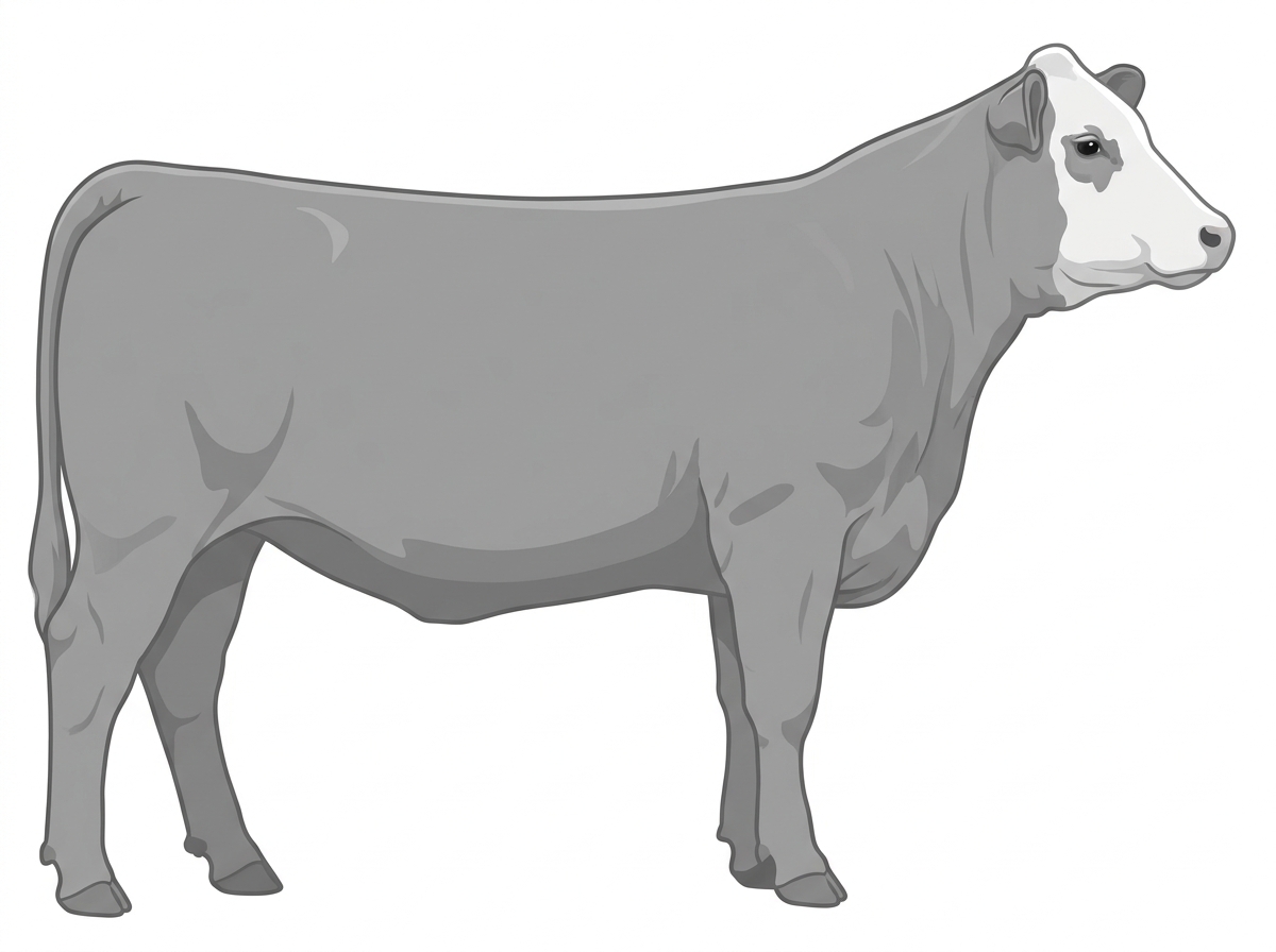 Gray with a white face 1/2 Chianina 1/2 Hereford Heifer