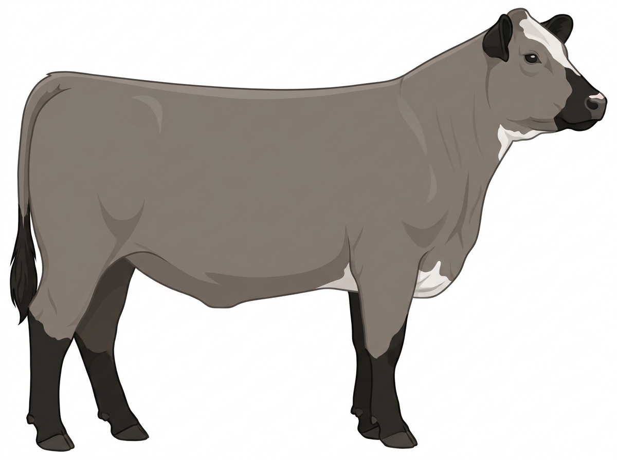 Gray with black points and a partial white face 1/2 Chianina 1/2 Hereford Heifer