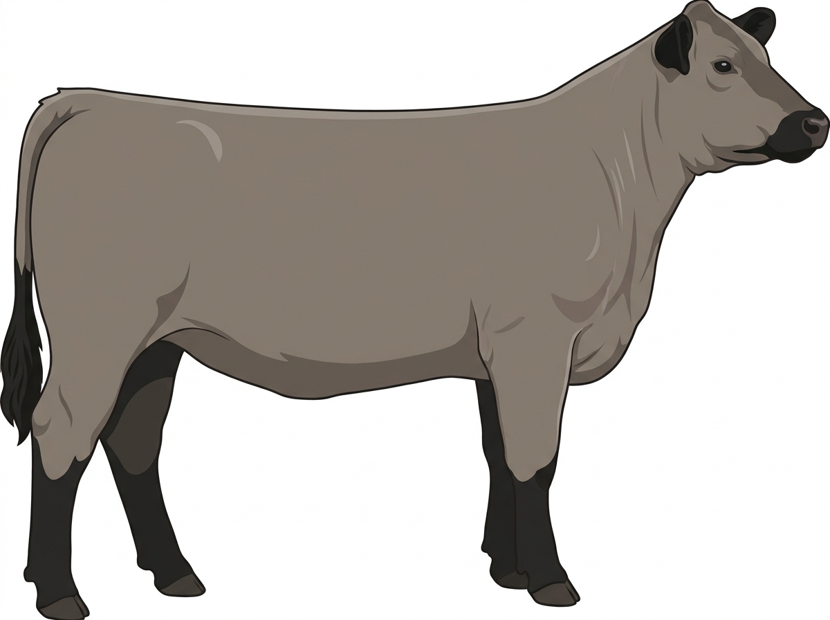 Gray with black points 1/2 Chianina 1/2 Hereford Heifer