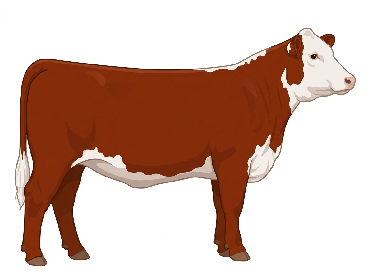 Red with a white face 1/2 Chianina 1/2 Hereford Heifer