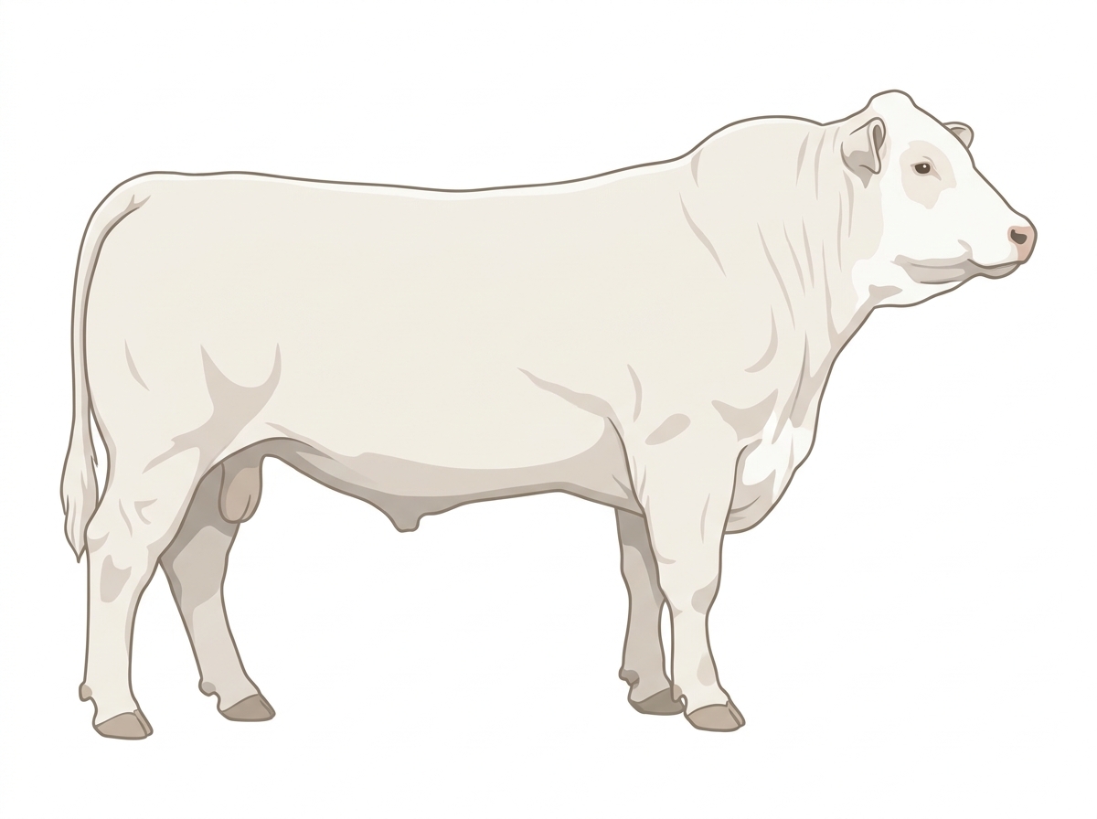 White with a partial white face 1/2 Chianina 1/2 Hereford Bull
