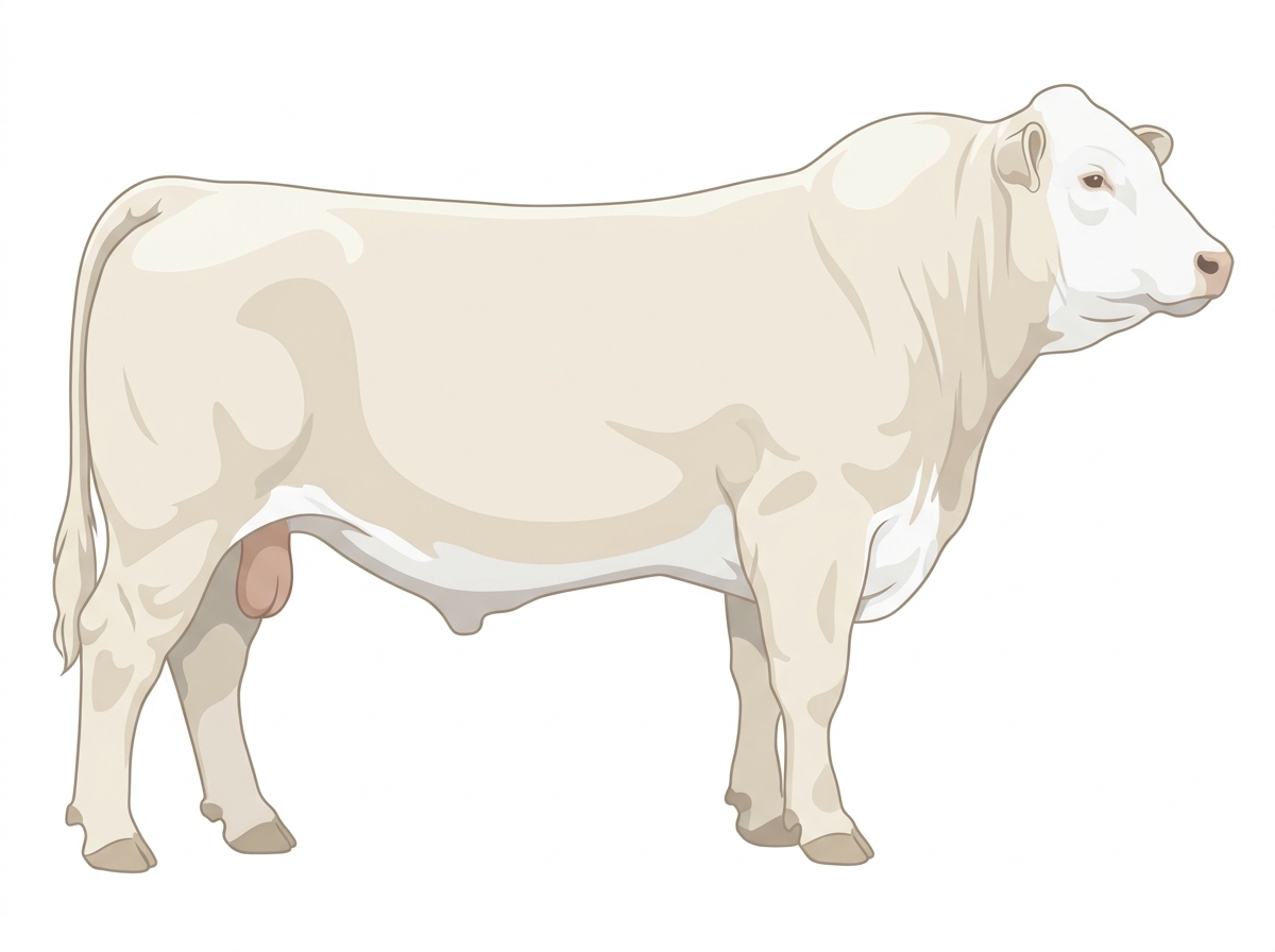 White with a white face 1/2 Chianina 1/2 Hereford Bull