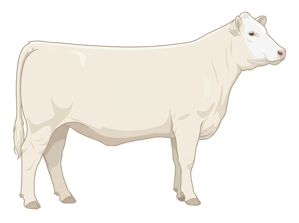 White with a white face 1/2 Chianina 1/2 Hereford Heifer