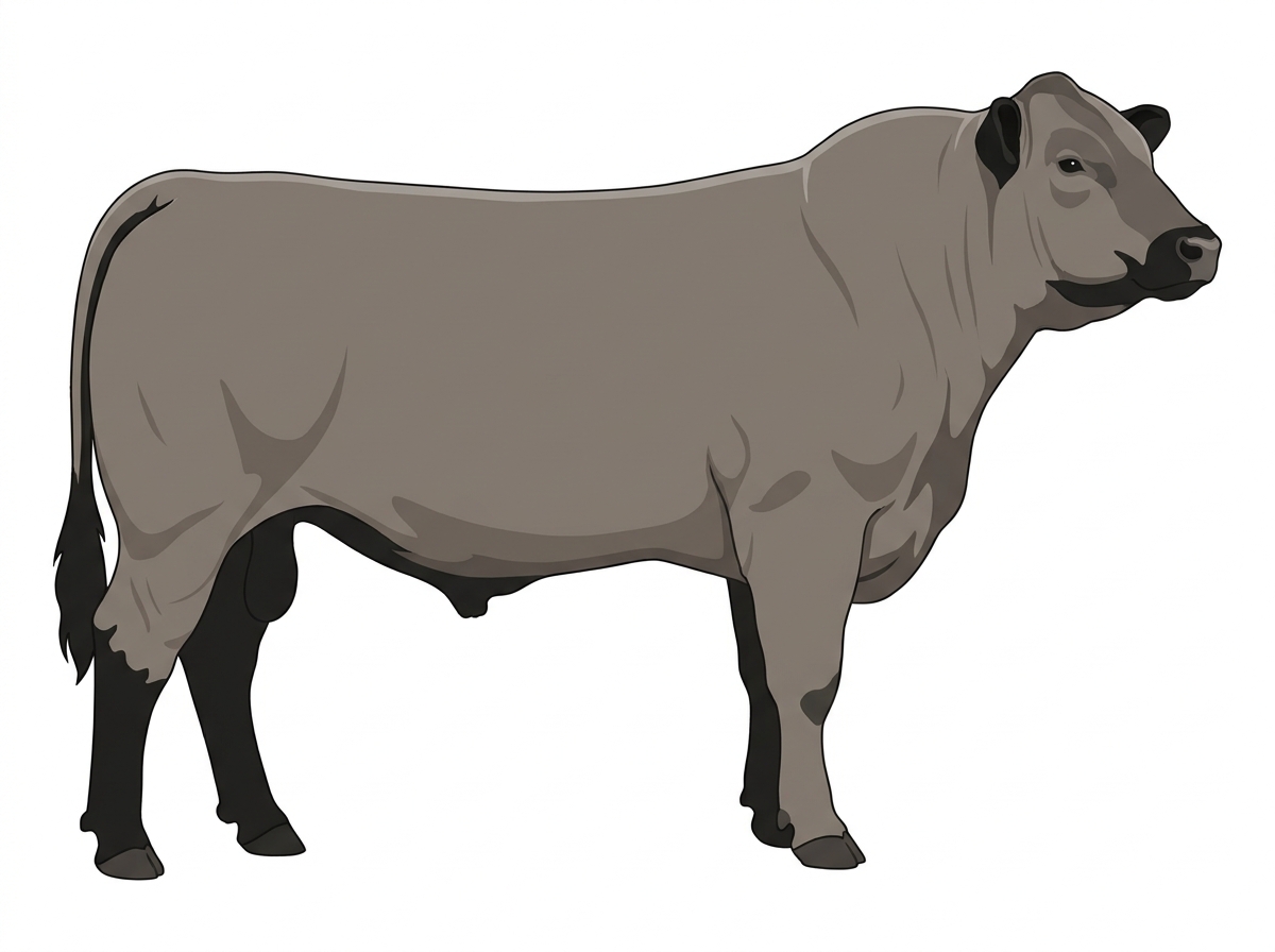Gray with black points 1/2 Chianina 1/2 Simmental Bull