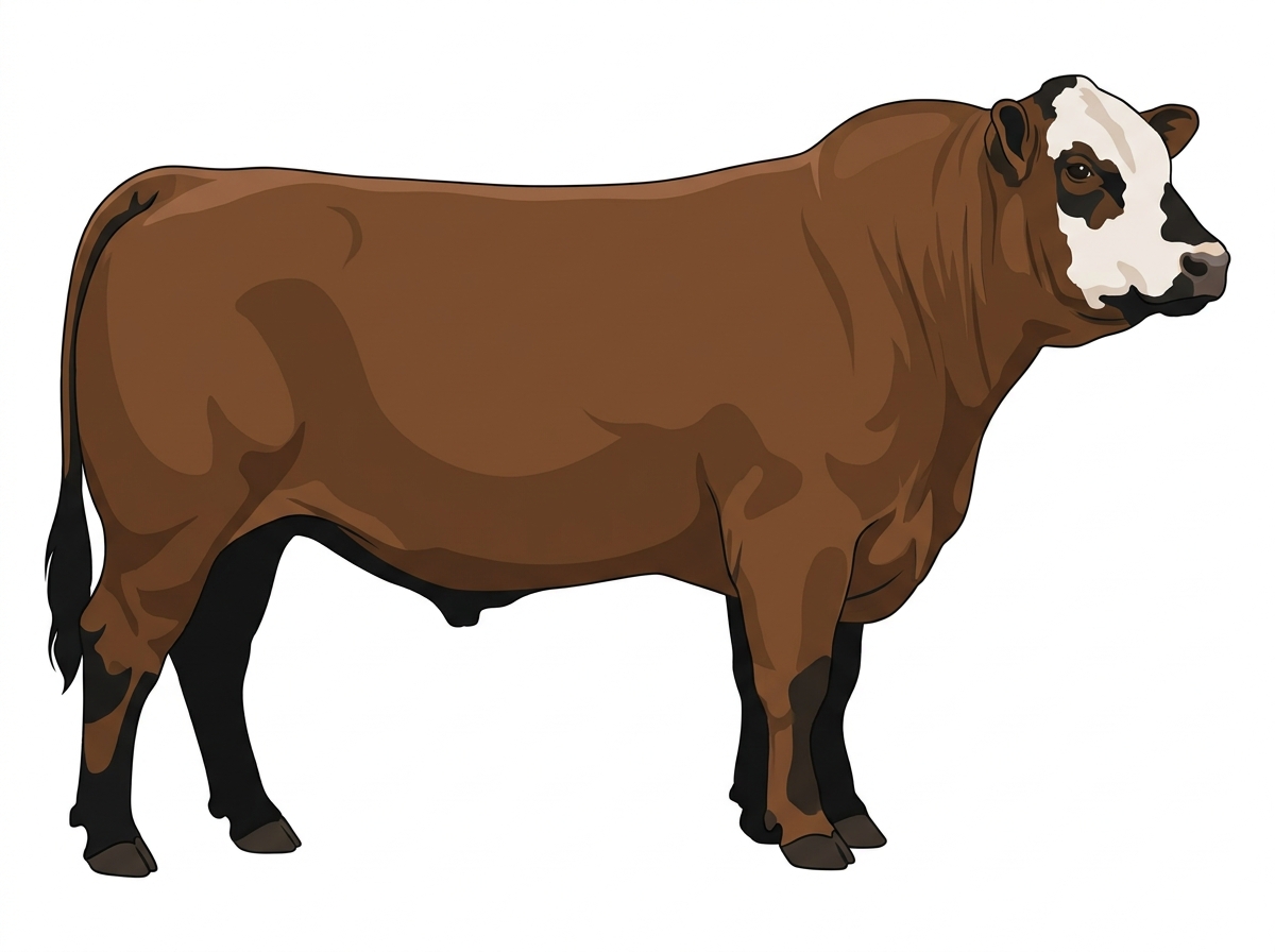 Brown with black points and a partial white face 1/2 Chianina Cross Bull