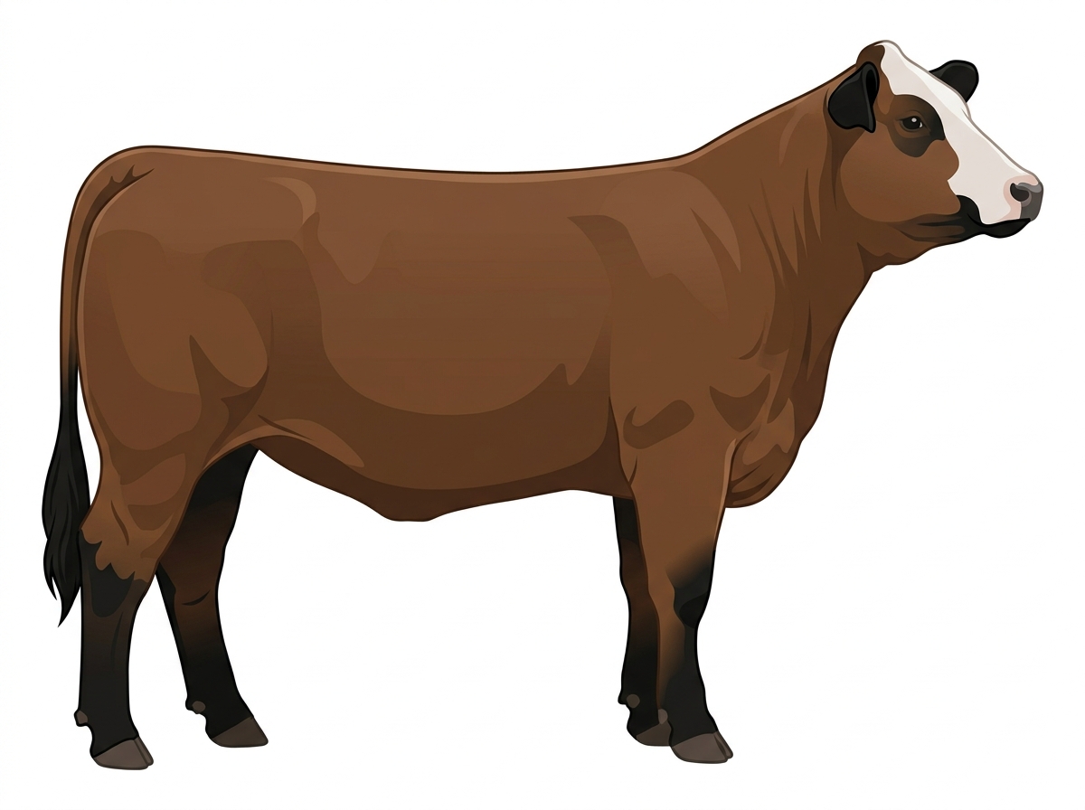 Brown with black points and a partial white face 1/2 Chianina Cross Heifer
