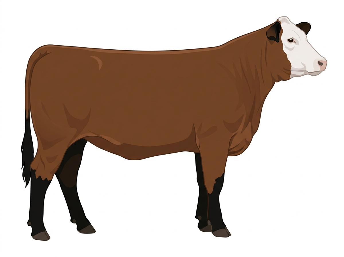 Brown with black points and a white face 1/2 Chianina Cross Heifer