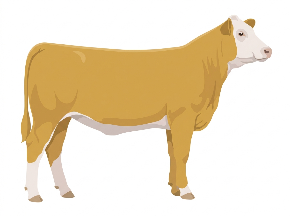 Gold with a pale muzzle ring and lighter underline and a white face 1/2 Chianina Cross Heifer