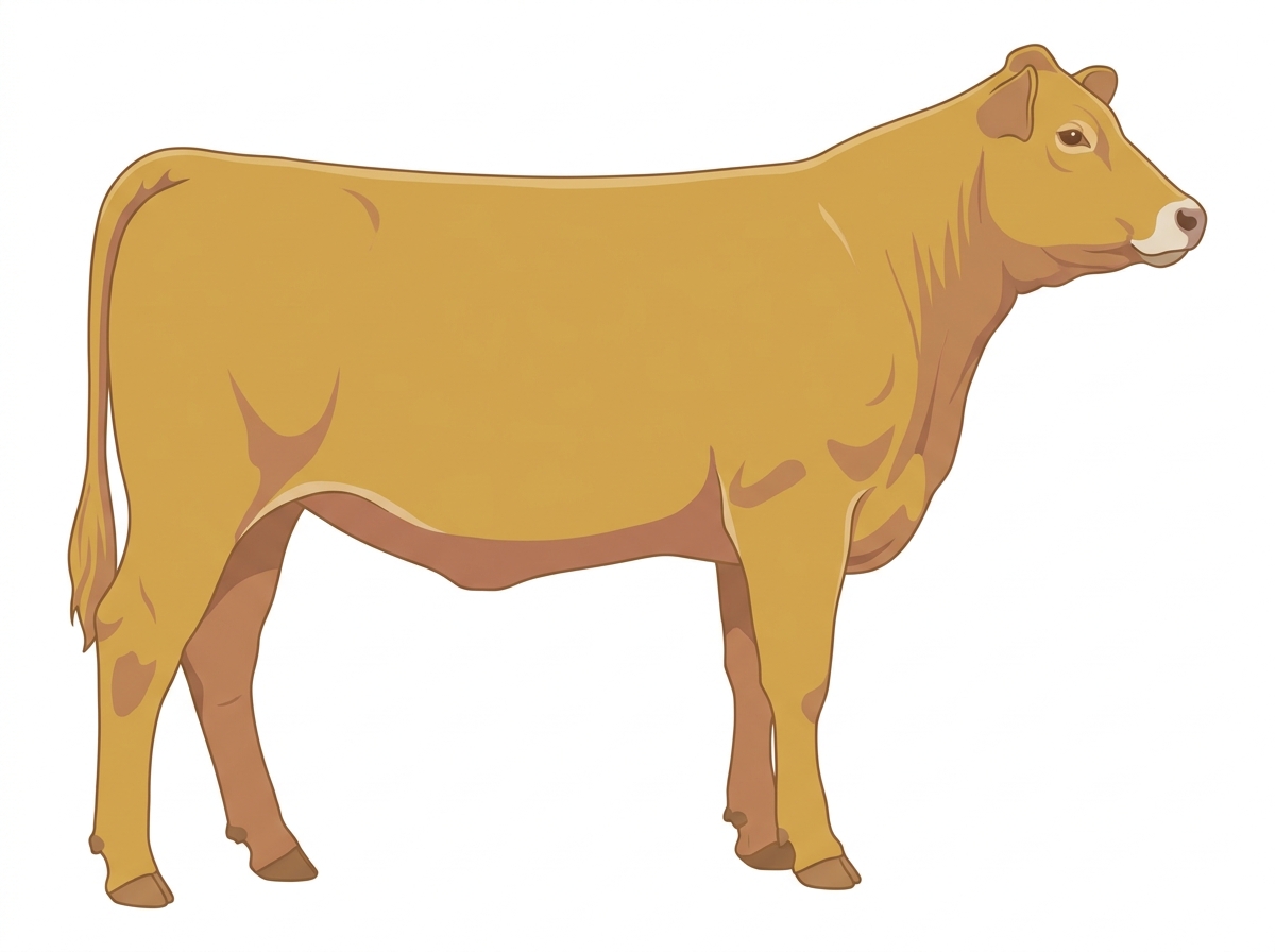 Gold with a pale muzzle ring and lighter underline 1/2 Chianina Cross Heifer