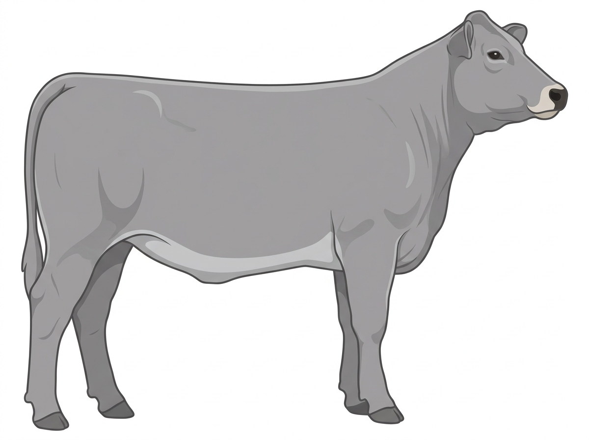 Gray with a pale muzzle ring and lighter underline 1/2 Chianina Cross Heifer