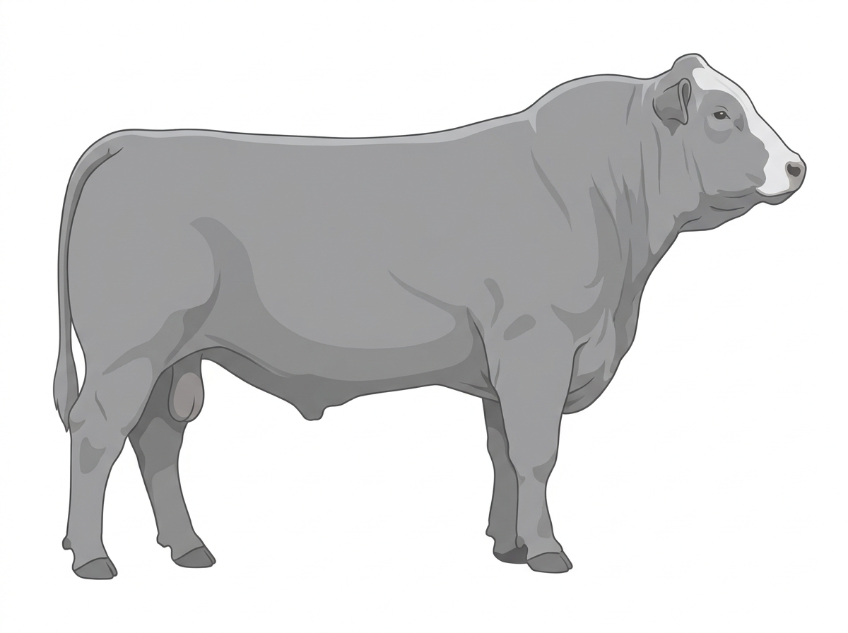 Gray with a partial white face 1/2 Chianina Cross Bull