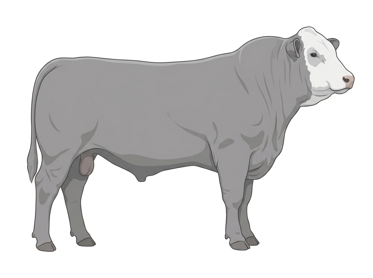 Gray with a white face 1/2 Chianina Cross Bull