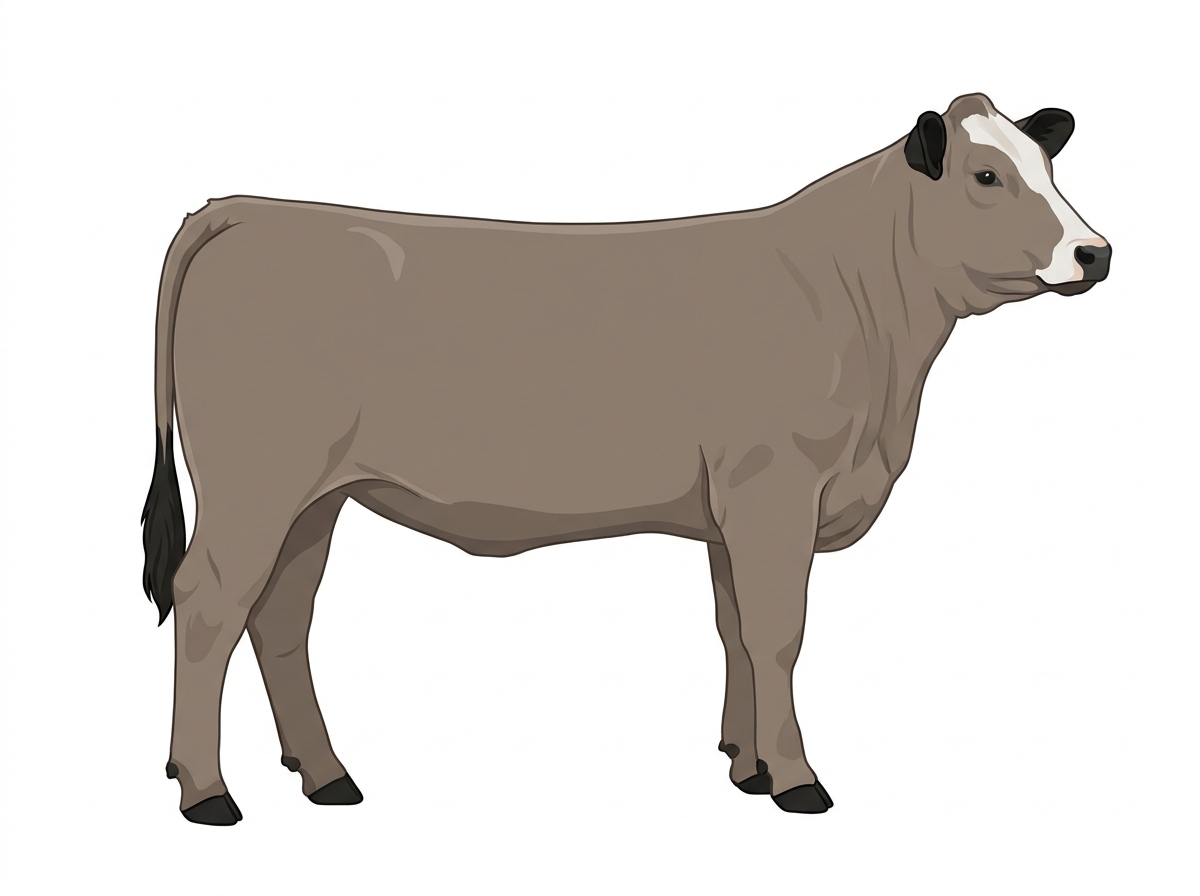 Gray with black points and a partial white face 1/2 Chianina Cross Heifer