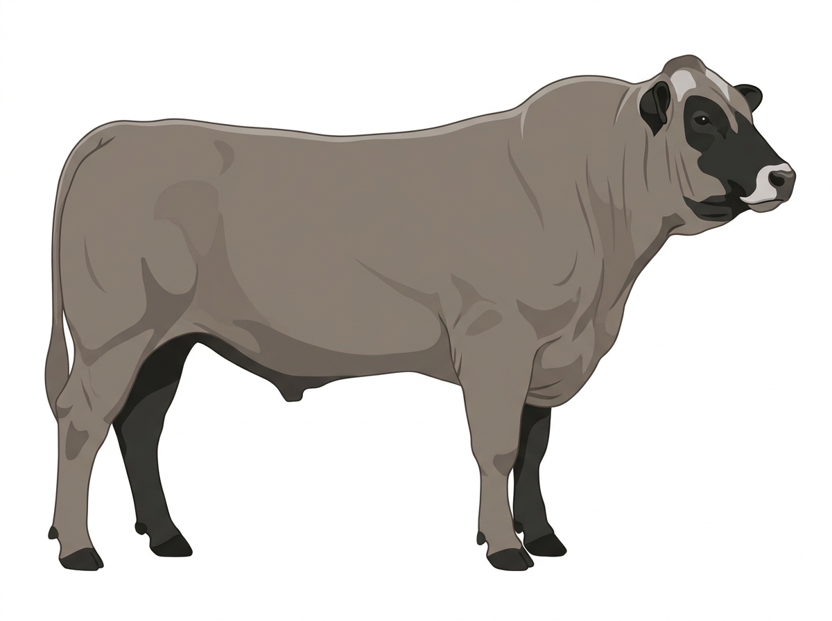 Gray with black points and minimal white face markings 1/2 Chianina Cross Bull