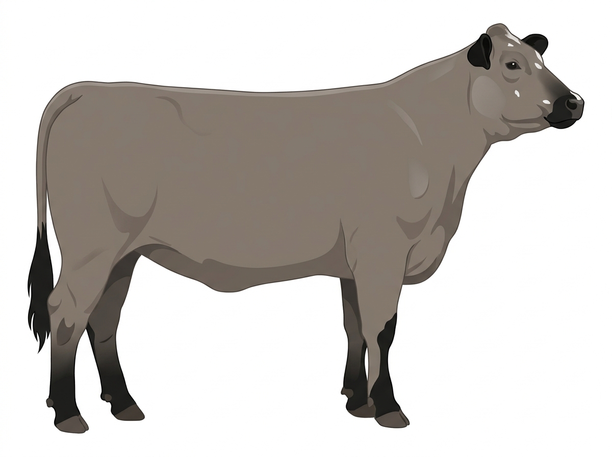 Gray with black points and minimal white face markings 1/2 Chianina Cross Cow