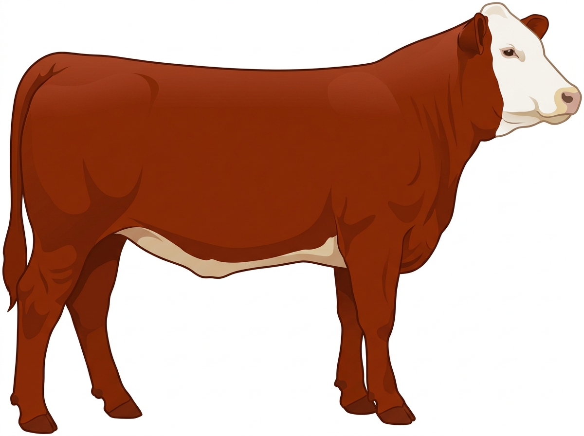 Red with a pale muzzle ring and lighter underline and a white face 1/2 Chianina Cross Heifer