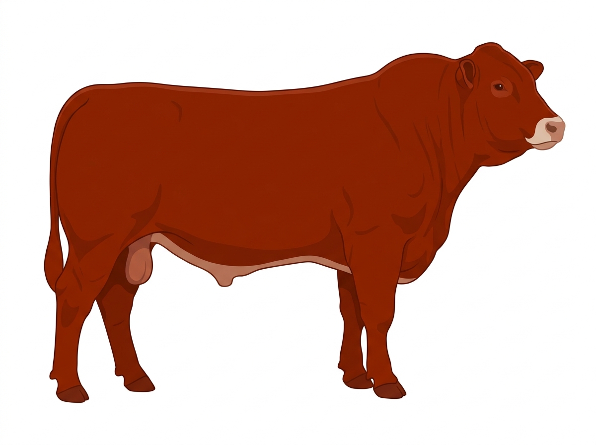 Red with a pale muzzle ring and lighter underline 1/2 Chianina Cross Bull