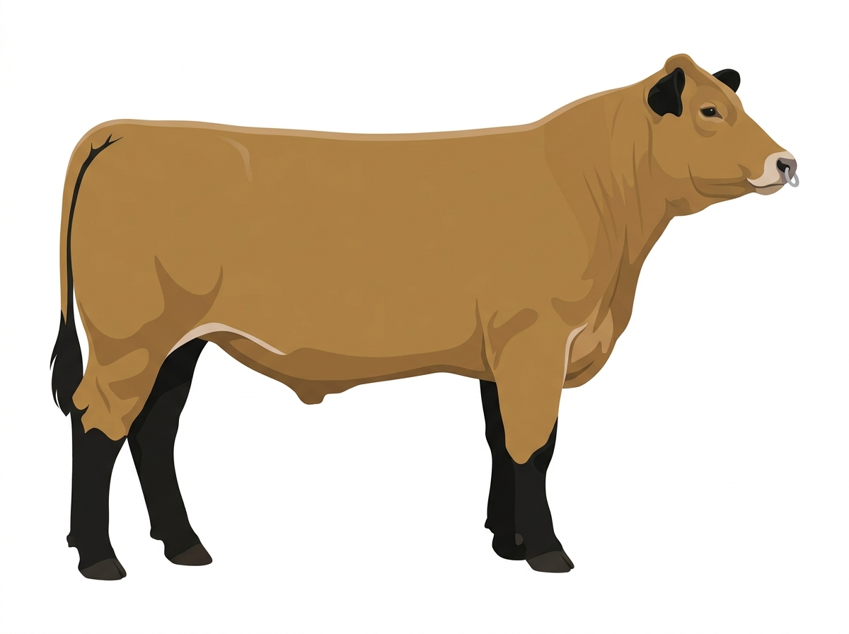 Tan with black points and a pale muzzle ring and lighter underline 1/2 Chianina Cross Steer