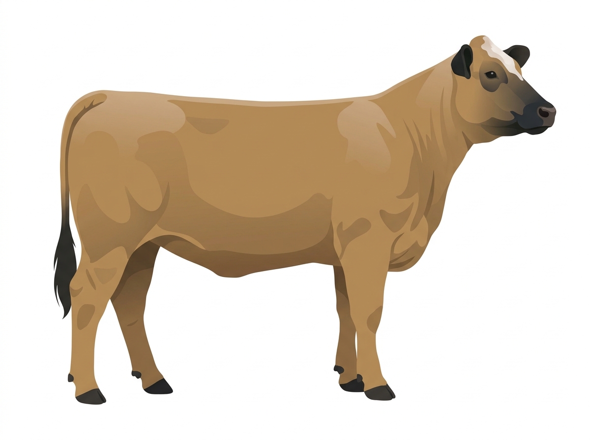 Tan with black points and a partial white face 1/2 Chianina Cross Heifer