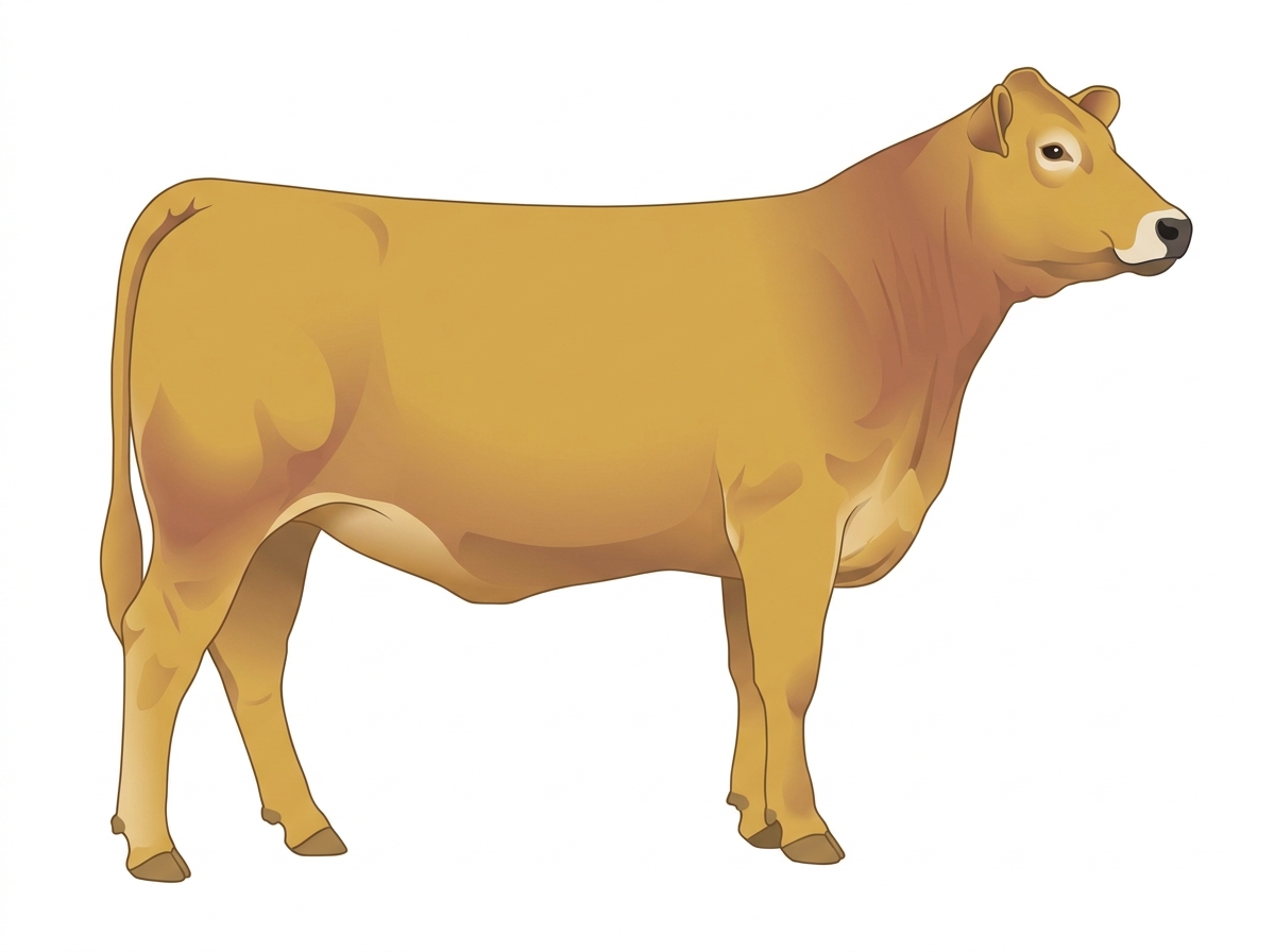 Gold with a pale muzzle ring and lighter underline 1/2 Gelbvieh 1/2 Limousin Heifer