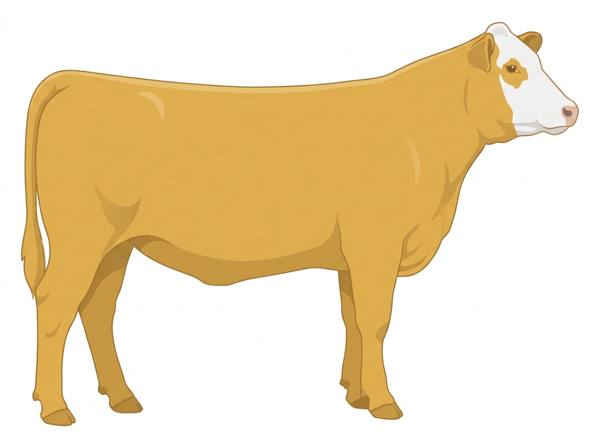 Gold with a partial white face 1/2 Gelbvieh 1/2 Simmental Heifer