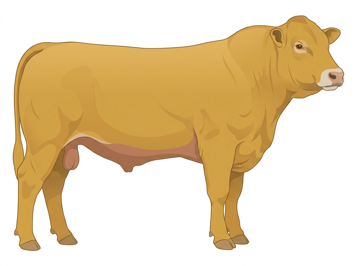 Gold with a pale muzzle ring and lighter underline 1/2 Gelbvieh Cross Bull