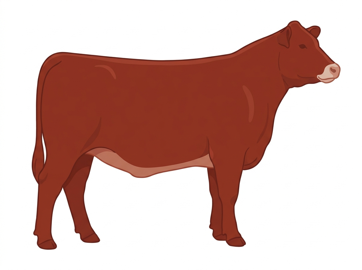 Red with a pale muzzle ring and lighter underline 1/2 Gelbvieh Cross Heifer