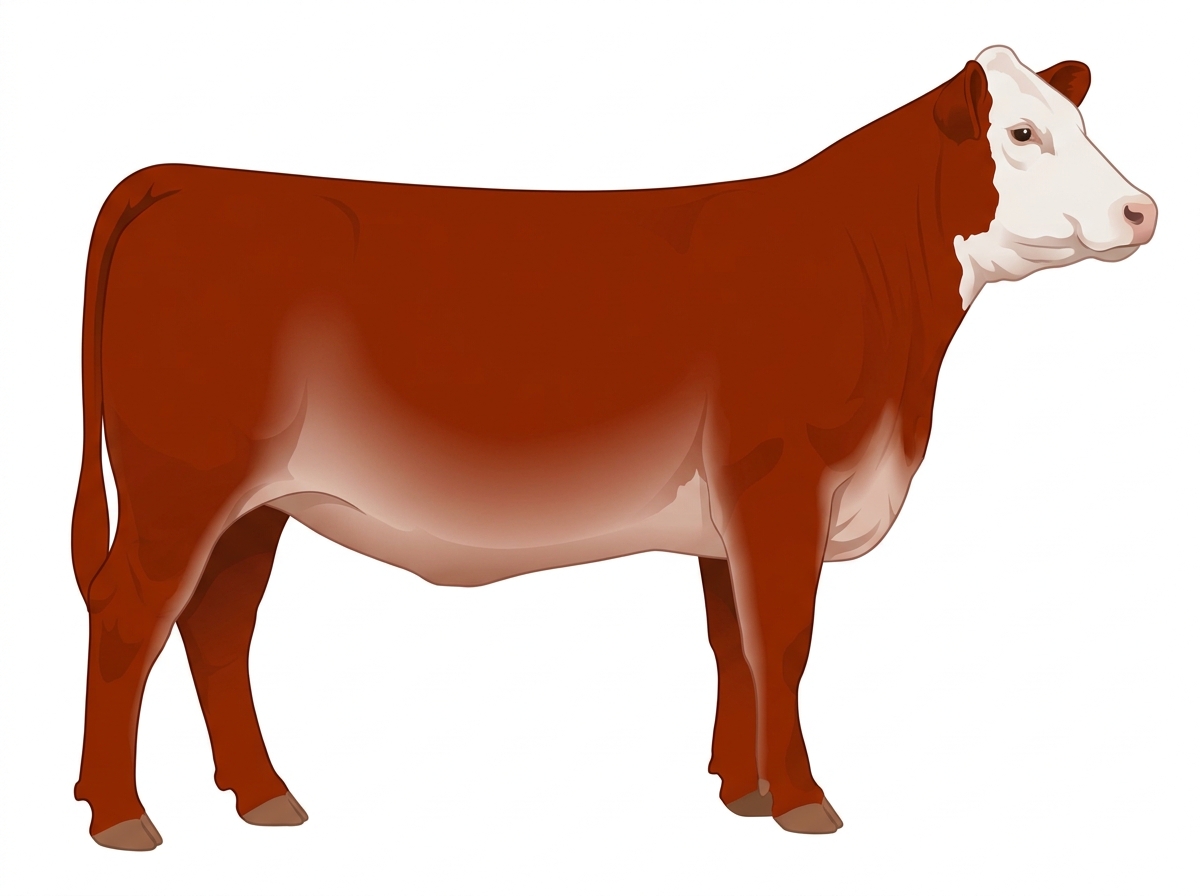 Red with a white face 1/2 Hereford 1/2 Limousin Cow