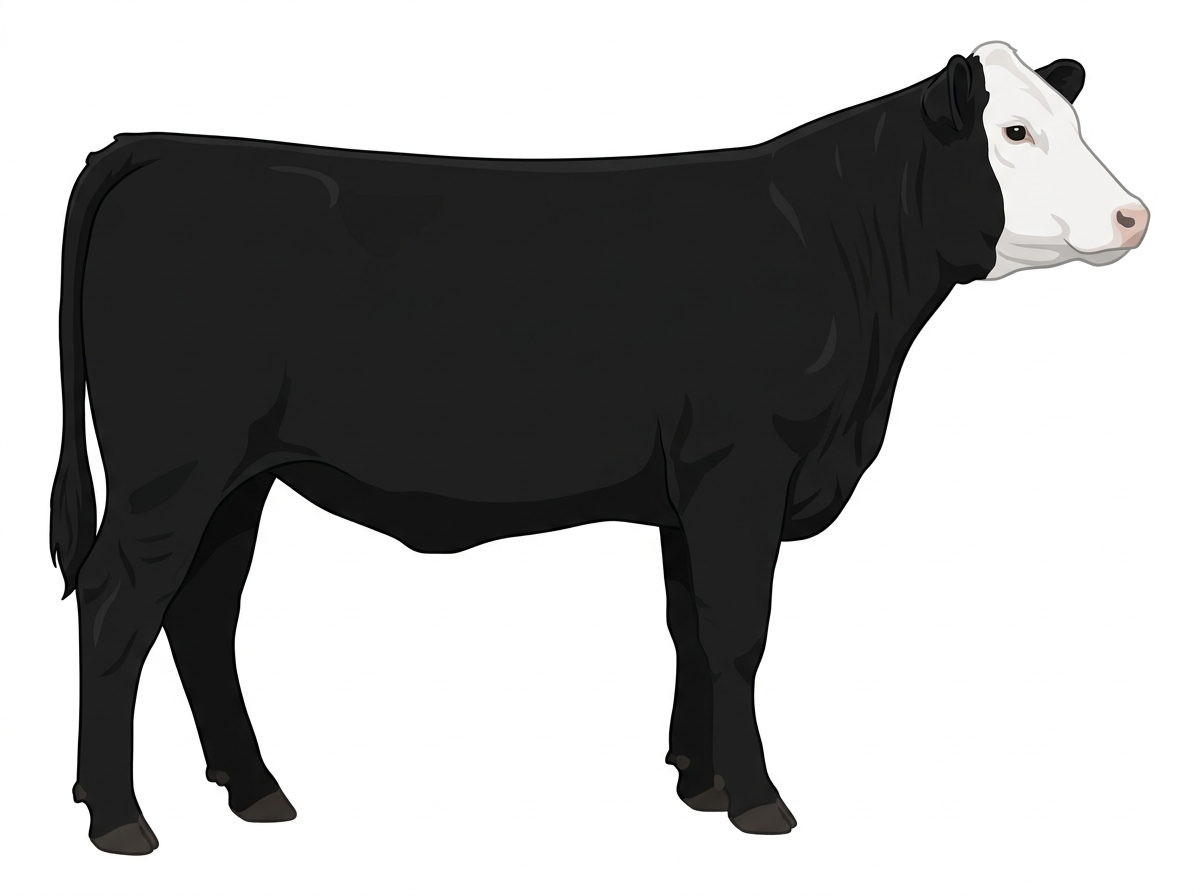 Black with a white face 1/2 Hereford Cross Heifer