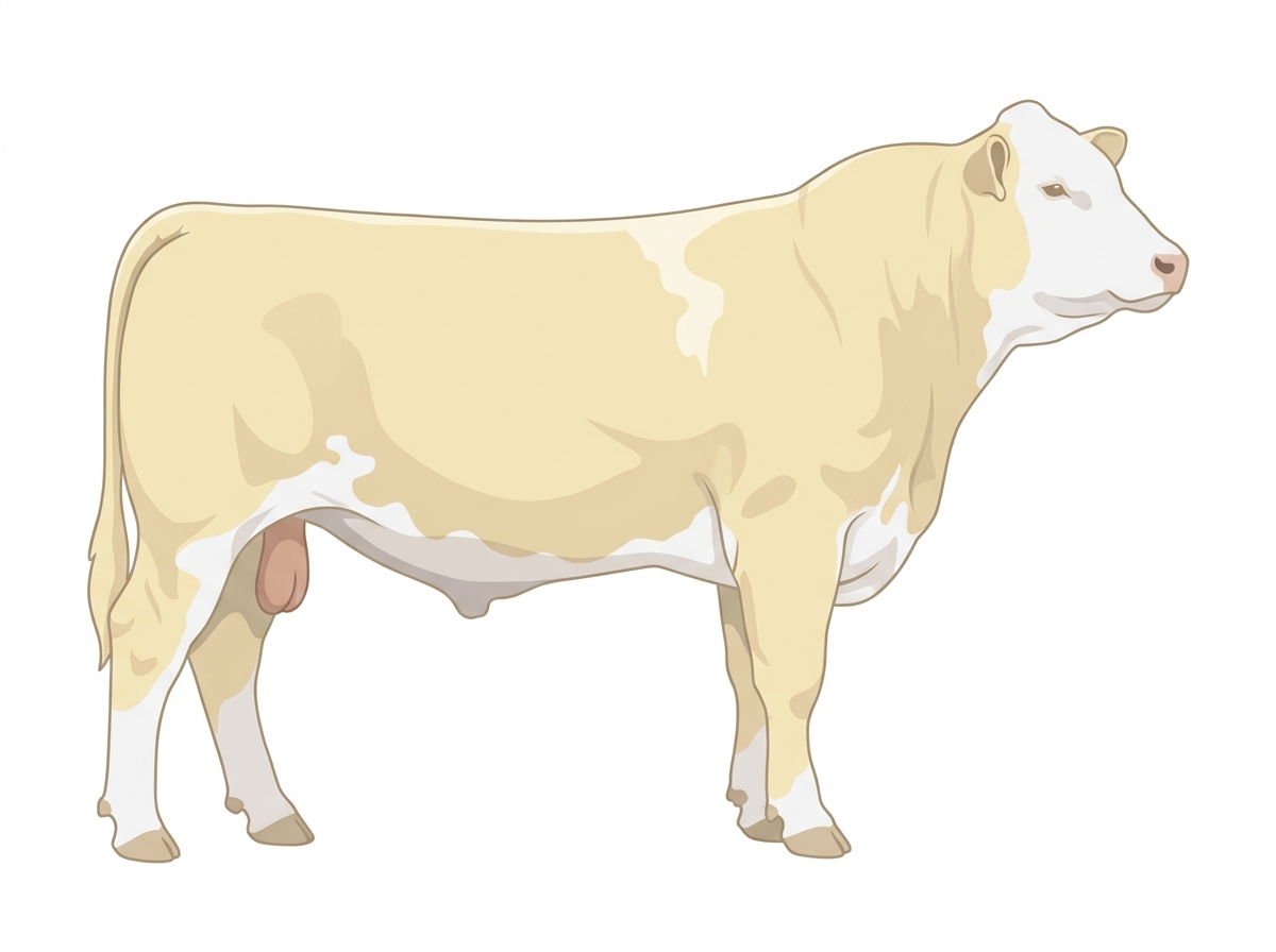 Cream with a white face 1/2 Hereford Cross Bull