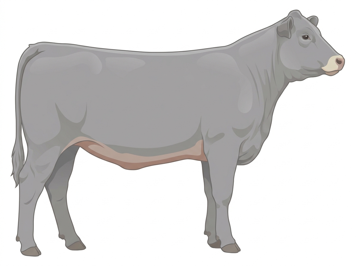 Gray with a pale muzzle ring and lighter underline 1/2 Hereford Cross Heifer