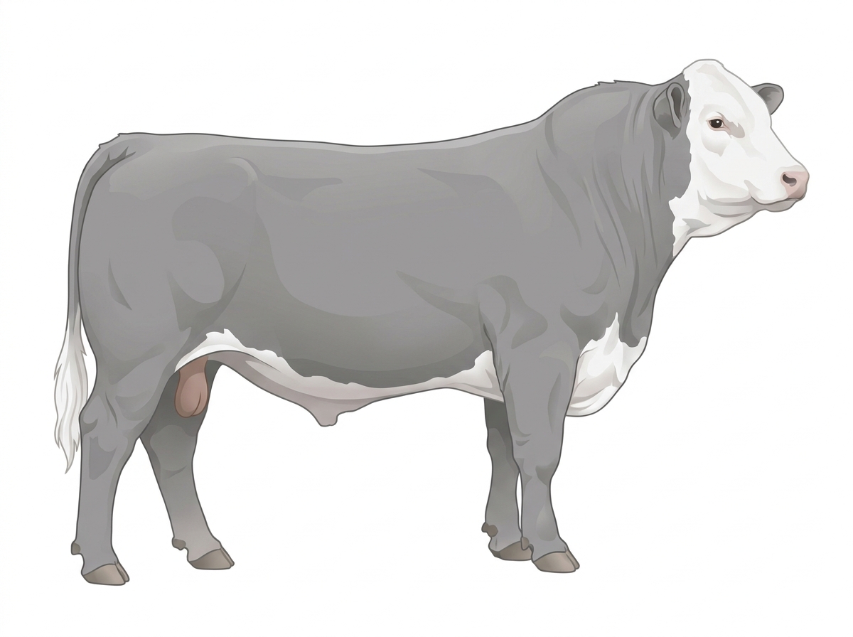Gray with a white face 1/2 Hereford Cross Bull