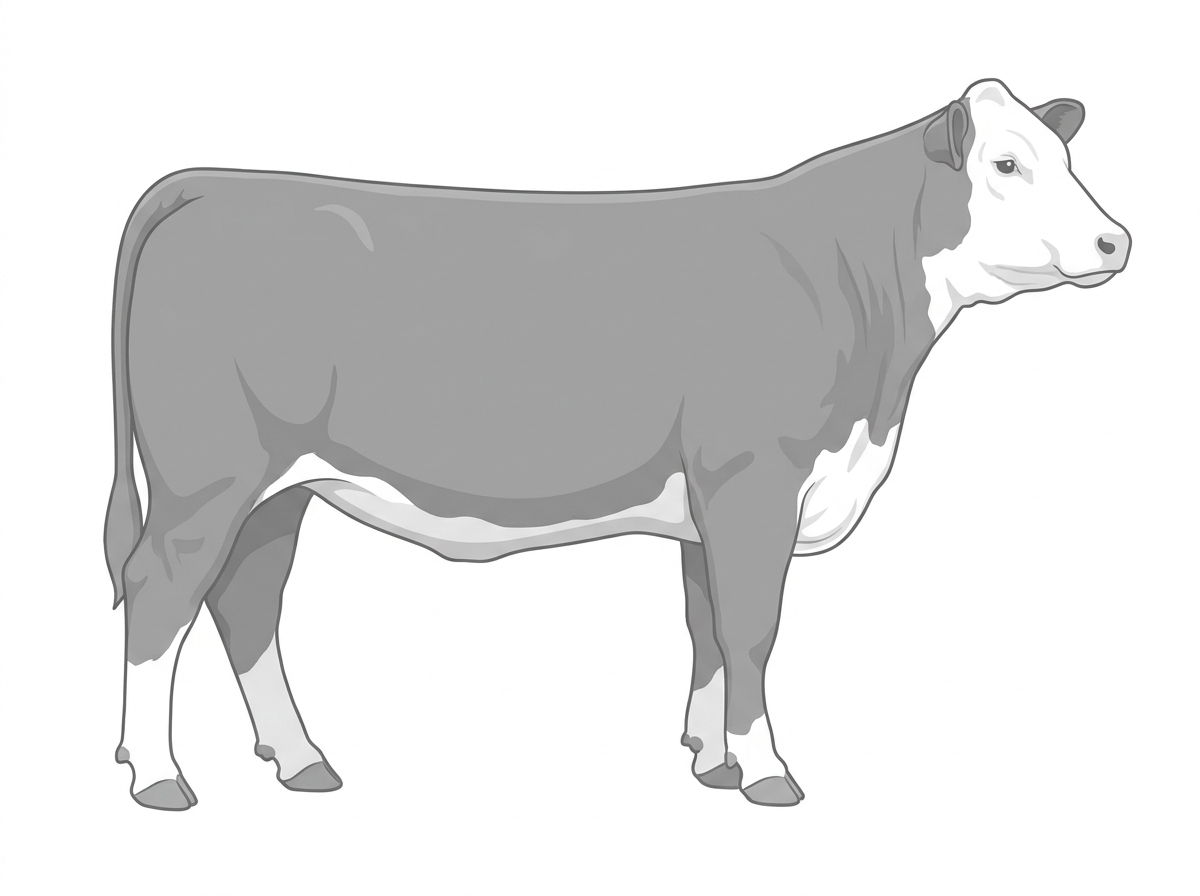 Gray with a white face 1/2 Hereford Cross Heifer