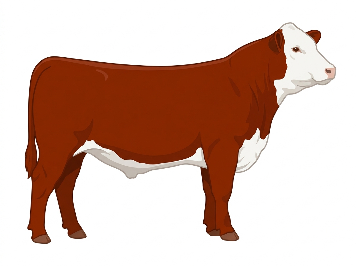 Red with a full white face, white brisket and underline 1/2 Hereford Cross Steer